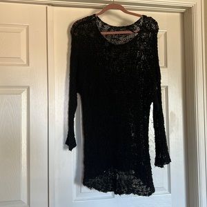 Black, long, loose knit sweater